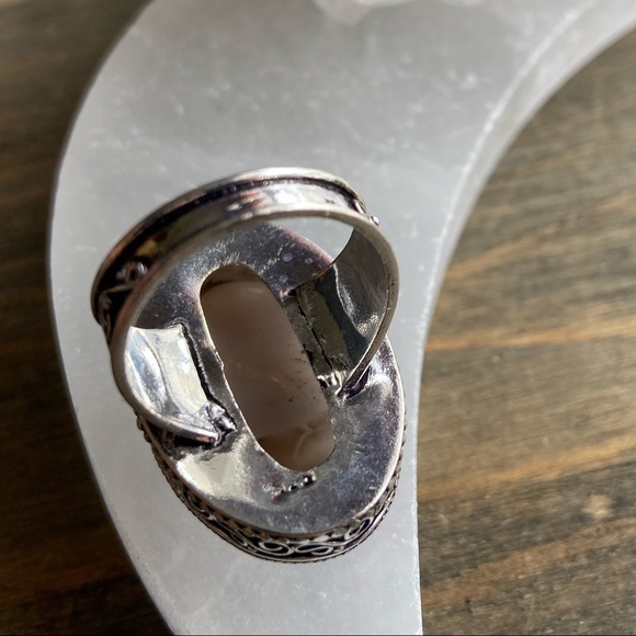 HUGE MONTANA AGATE STERLING SILVER RING - Picture 5 of 9